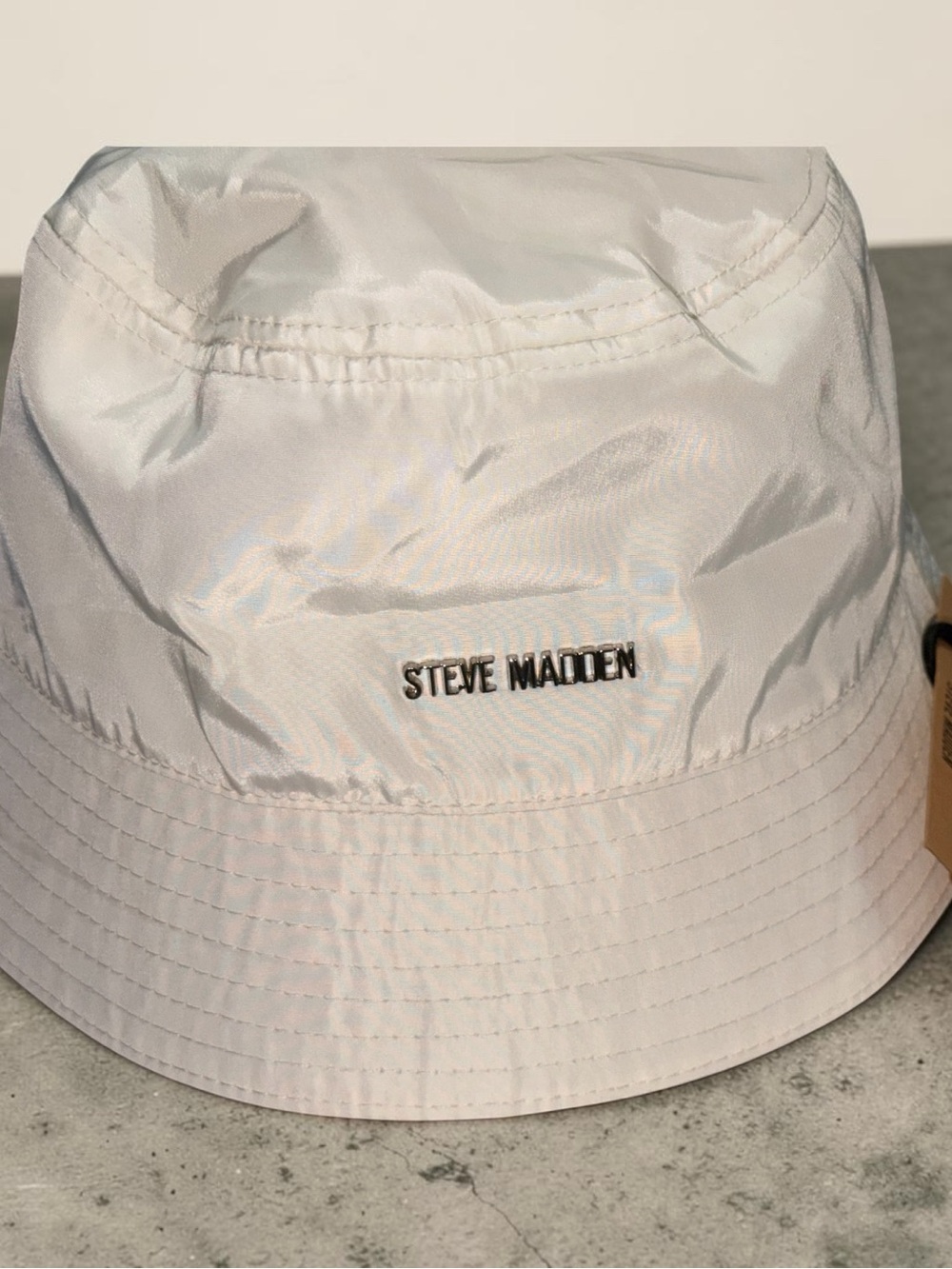 Steve Madden White Logo Embroidered Bucket Hat